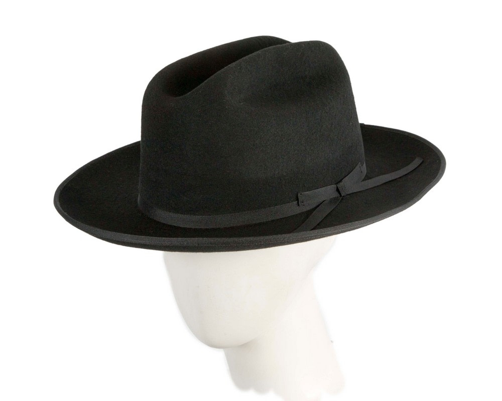 Max Alexander Black Heritage Western Fedora – Structured Wool Felt - Hats From OZ