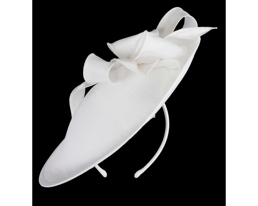 White shantung fascinator by Max Alexander - Hats From OZ White shantung fascinator by Max Alexander - Image 4