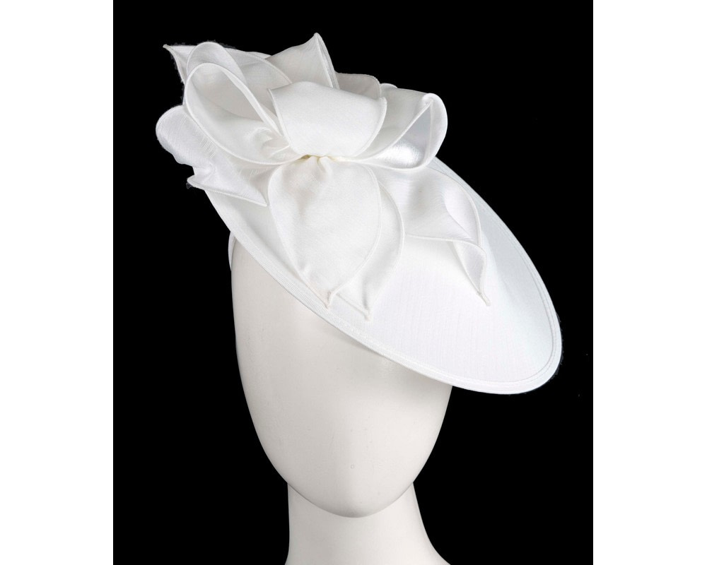 White shantung fascinator by Max Alexander - Hats From OZ White shantung fascinator by Max Alexander