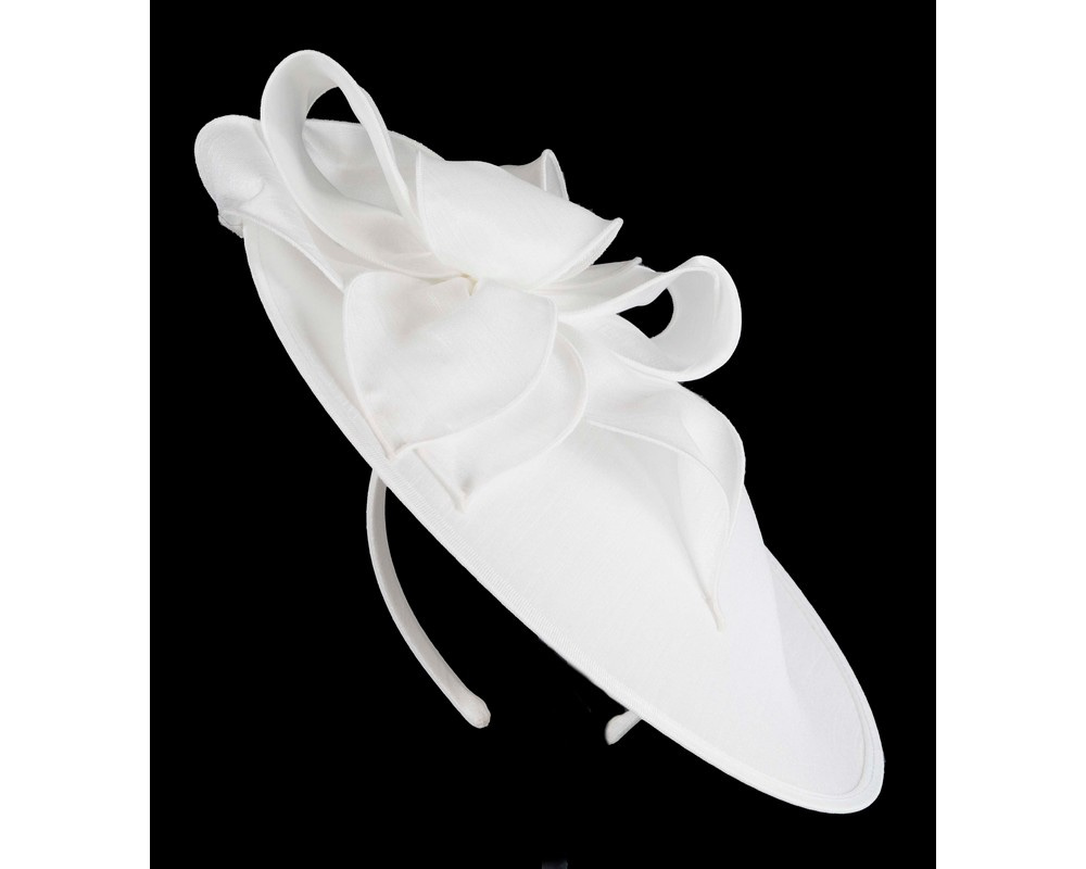 White shantung fascinator by Max Alexander - Hats From OZ White shantung fascinator by Max Alexander - Image 2