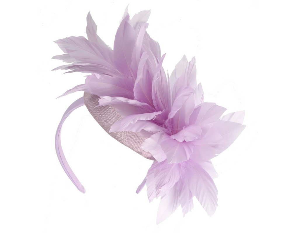 Lilac feather spring facing fascinator - Hats From OZ Lilac feather spring facing fascinator - Image 6