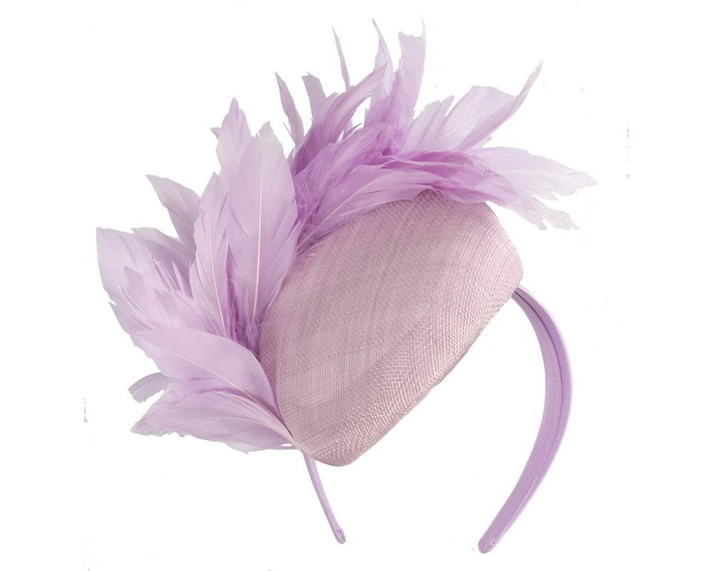 Lilac feather spring facing fascinator - Hats From OZ Lilac feather spring facing fascinator - Image 2