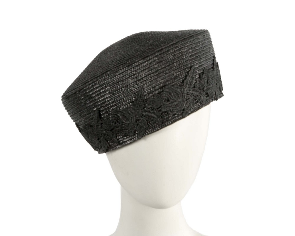 Black laced pillbox hat by Cupids Millinery - Hats From OZ