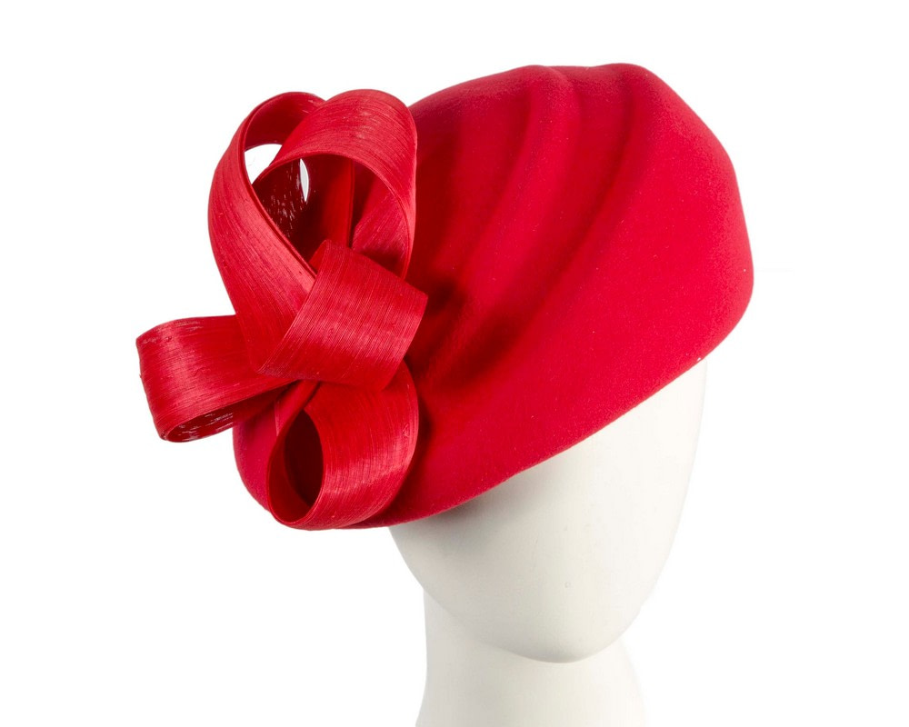 Red winter fashion beret hat with loops by Fillies Collection - Hats From OZ