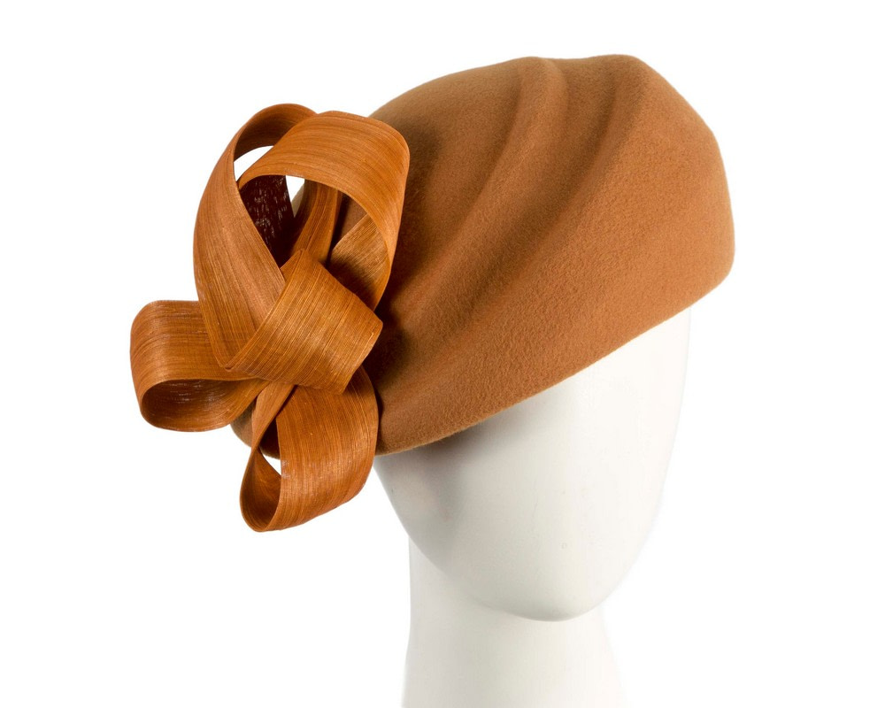 Rust winter fashion beret hat with loops by Fillies Collection - Hats From OZ