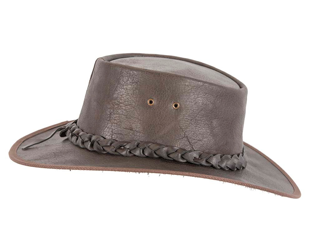 Brown Australian Buffalo Leather Bush Outback Jacaru Hat - Hats From OZ UK Brown Australian Buffalo Leather Bush Outback Jacaru Hat - Image 5