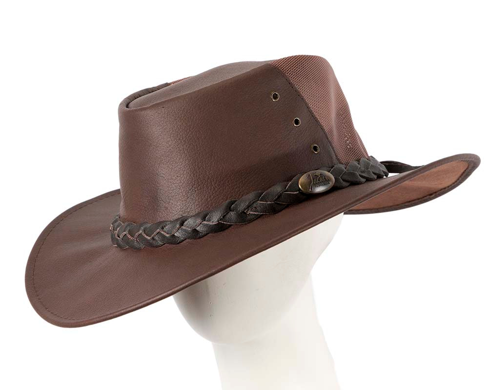Brown Australian Kаngаrоо Leather Cooler Jacaru Hat - Hats From OZ UK