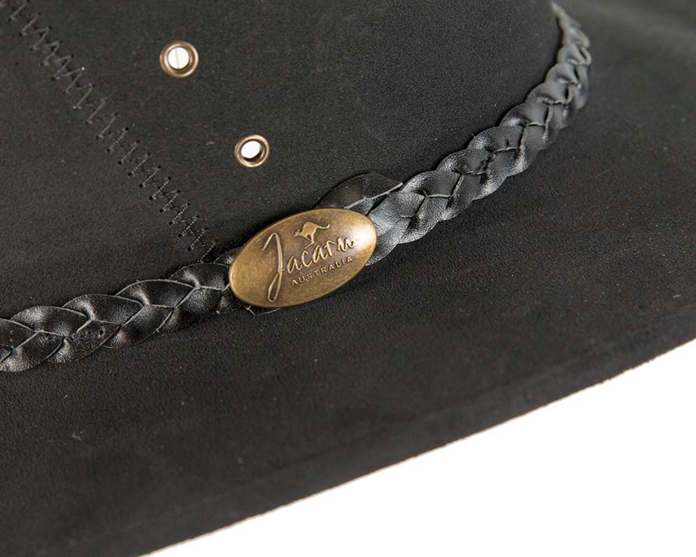 Black Australian Leather Bush Outback Jacaru Hat - Hats From OZ UK Black Australian Leather Bush Outback Jacaru Hat - Image 5