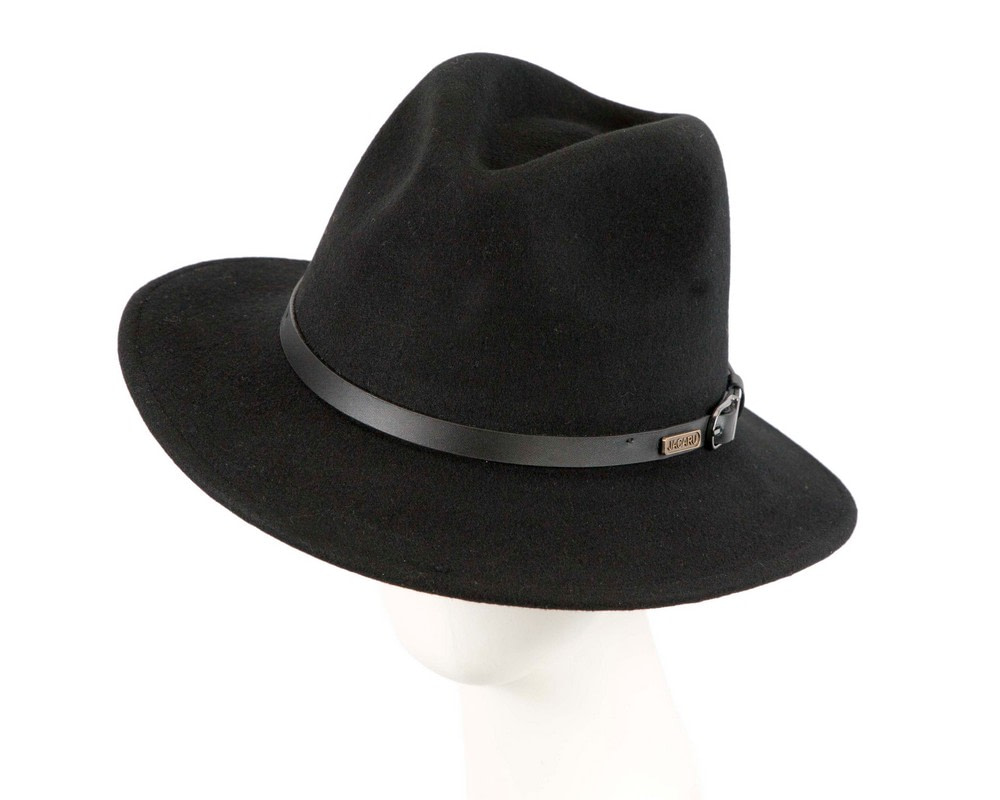 Unisex Black Fedora Felt Wide Brim Foldable Hat - Hats From OZ UK | J1849B Unisex Black Fedora Felt Wide Brim Foldable Hat - Hats From OZ UK
