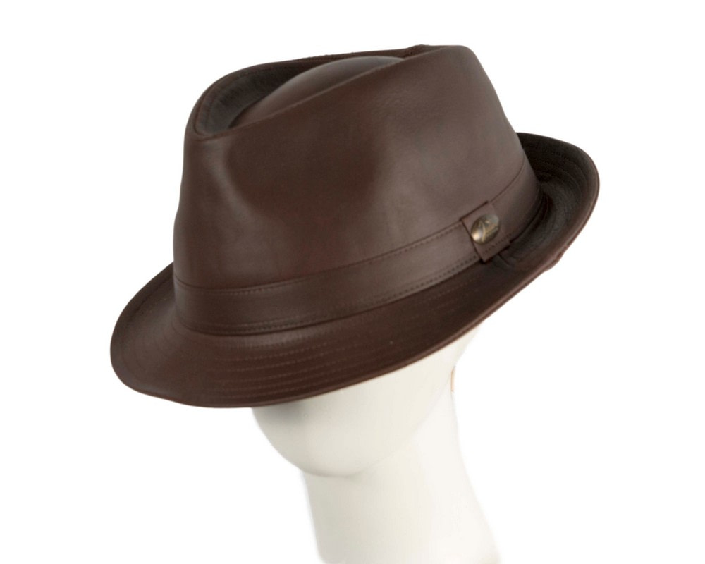 Brown Kangaroo Leather Trilby Short Brim Fedora Hat - Hats From OZ UK | J4801BR Brown Kangaroo Leather Trilby Short Brim Fedora Hat - Hats From OZ UK