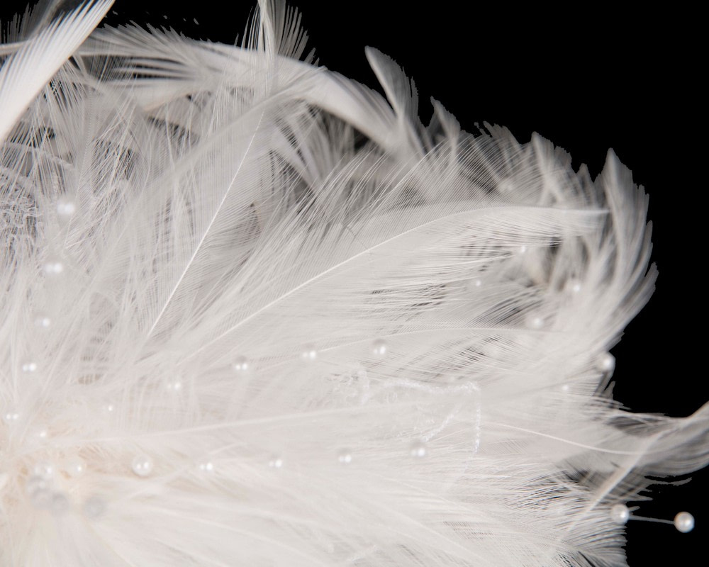 Ivory custom made feather fascinator comb - Image 3