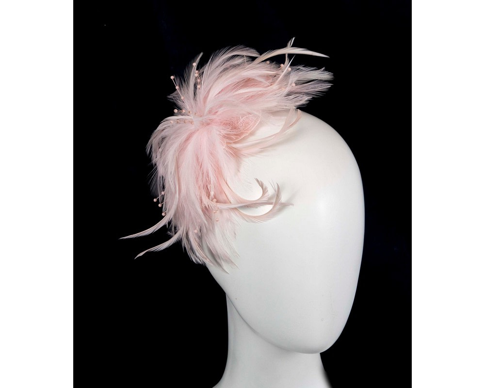 Pink custom made feather fascinator comb - Hats From OZ UK