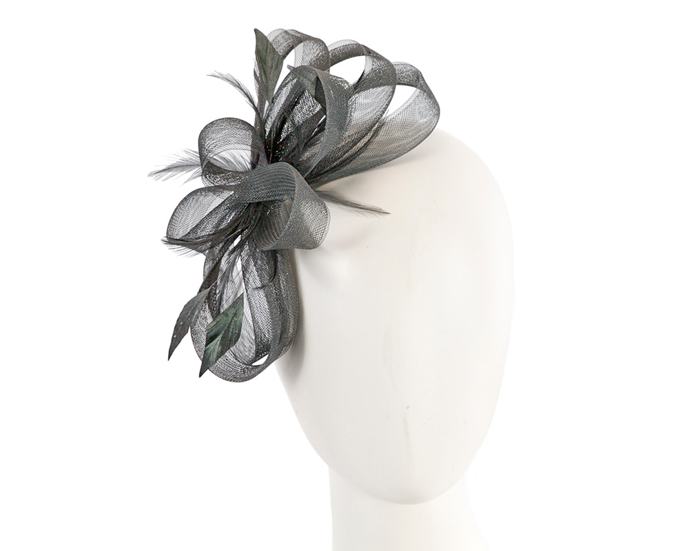 Custom made charcoal fascinator by Cupids Millinery - Hats From OZ UK