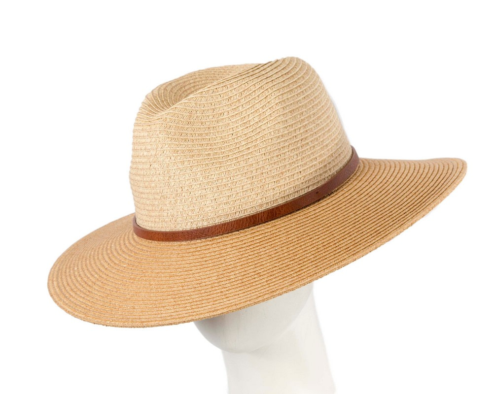 Unisex Tan Fedora Wide Brim Summer Hat - Hats From OZ UK