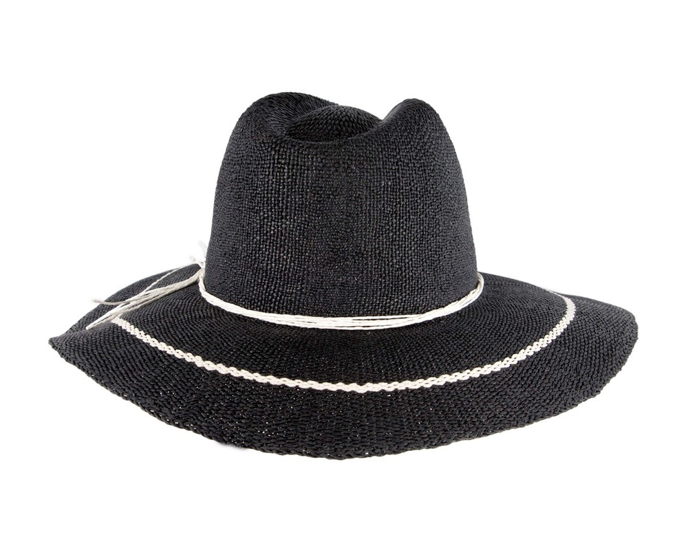 Navy Woven Natural Fiber Wide Brim Fedora - Hats From OZ UK Navy Woven Natural Fiber Wide Brim Fedora - Image 6