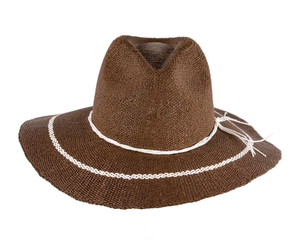 Brown Woven Natural Fiber Wide Brim Fedora - Hats From OZ UK Brown Woven Natural Fiber Wide Brim Fedora - Image 4