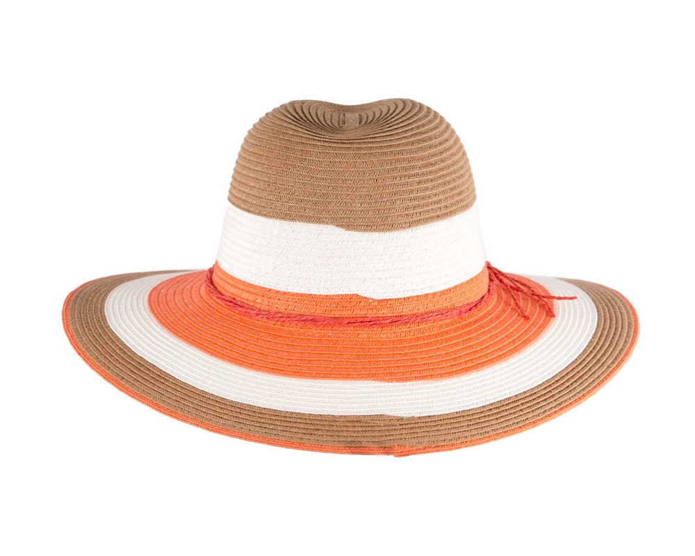 Three Tone Coral Braided Fedora Hat - Image 6
