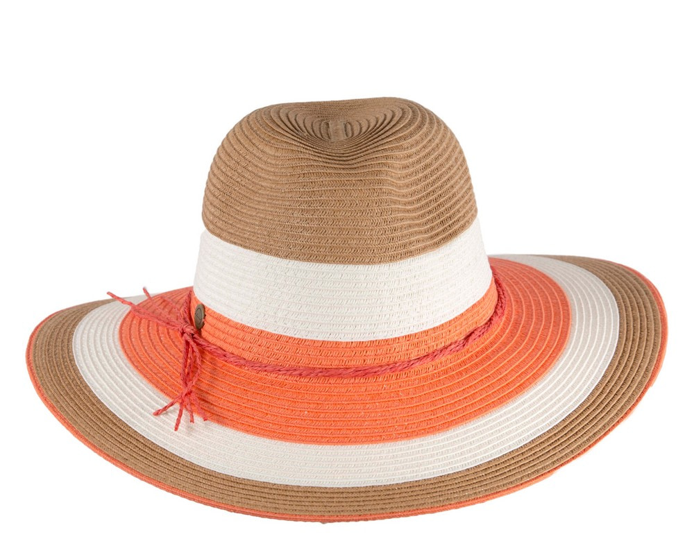 Three Tone Coral Braided Fedora Hat - Image 4