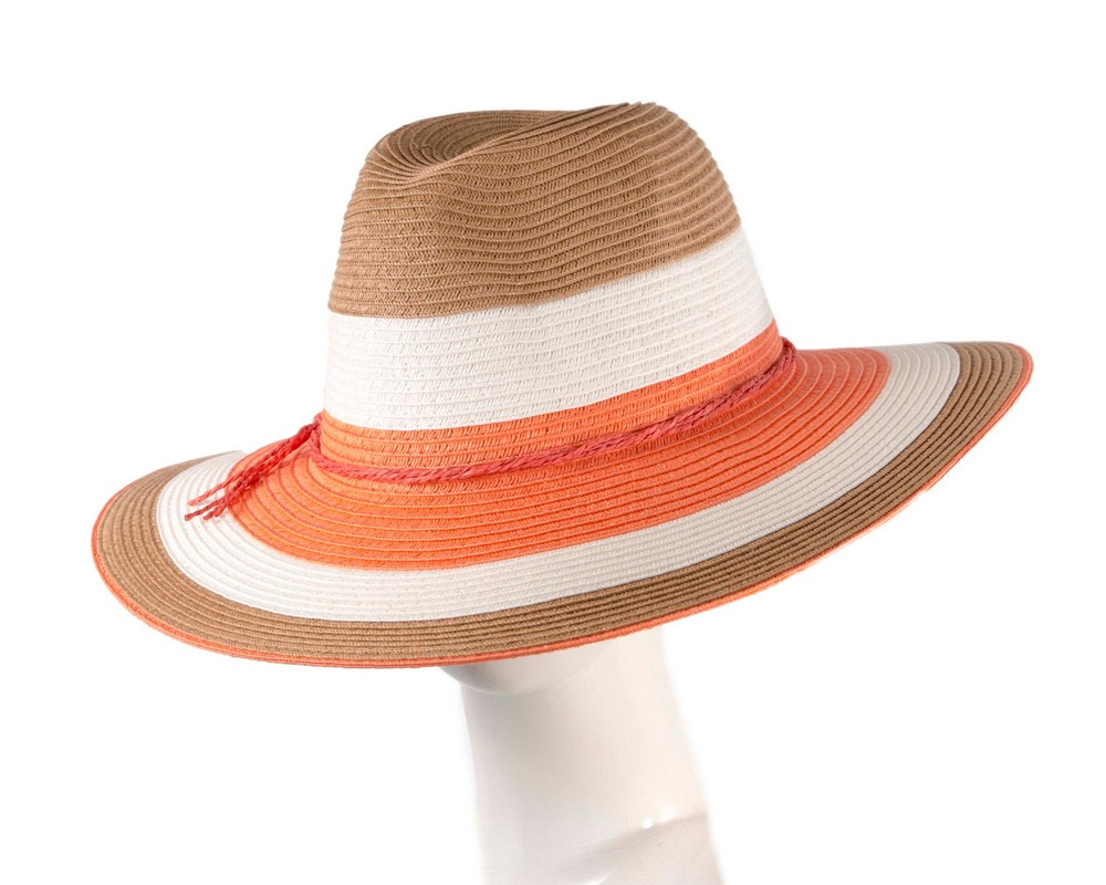 Three Tone Coral Braided Fedora Hat - Hats From OZ UK | AV61765CR Three Tone Coral Braided Fedora Hat - Hats From OZ UK