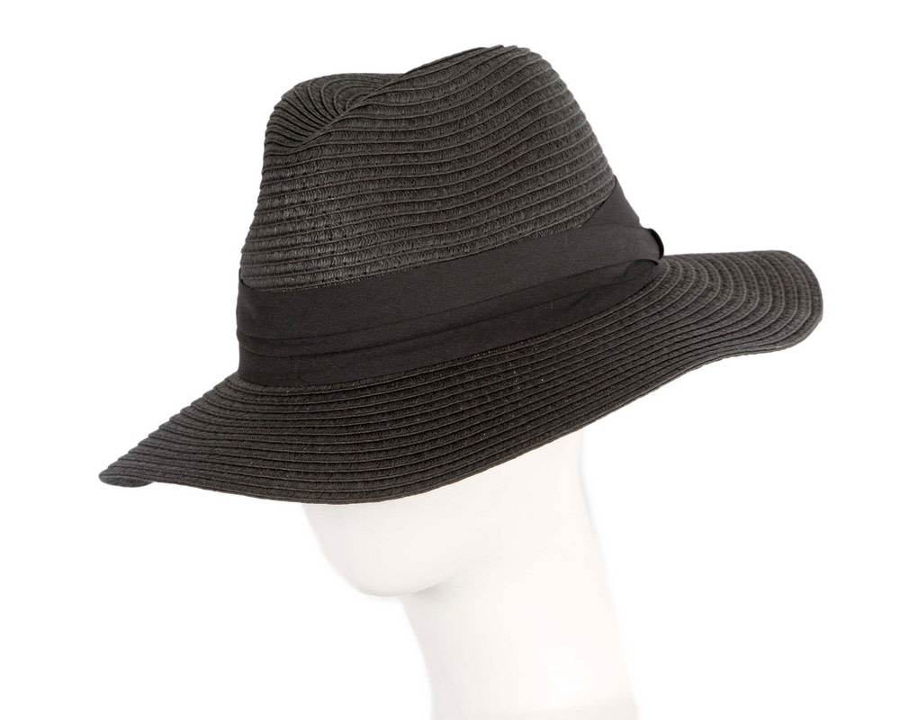 Unisex Black Wide Brim Summer Fedora Hat AV61674B - Hats From OZ UK