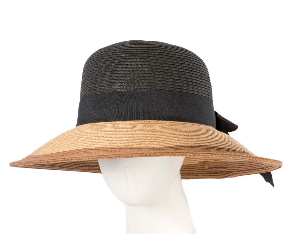 Black Tan Wide Brim Summer Hat - Hats From OZ UK