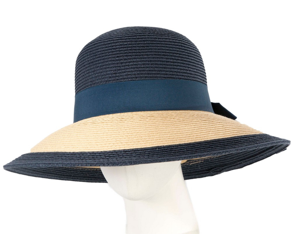 Navy Natural Wide Brim Summer Hat - Hats From OZ UK
