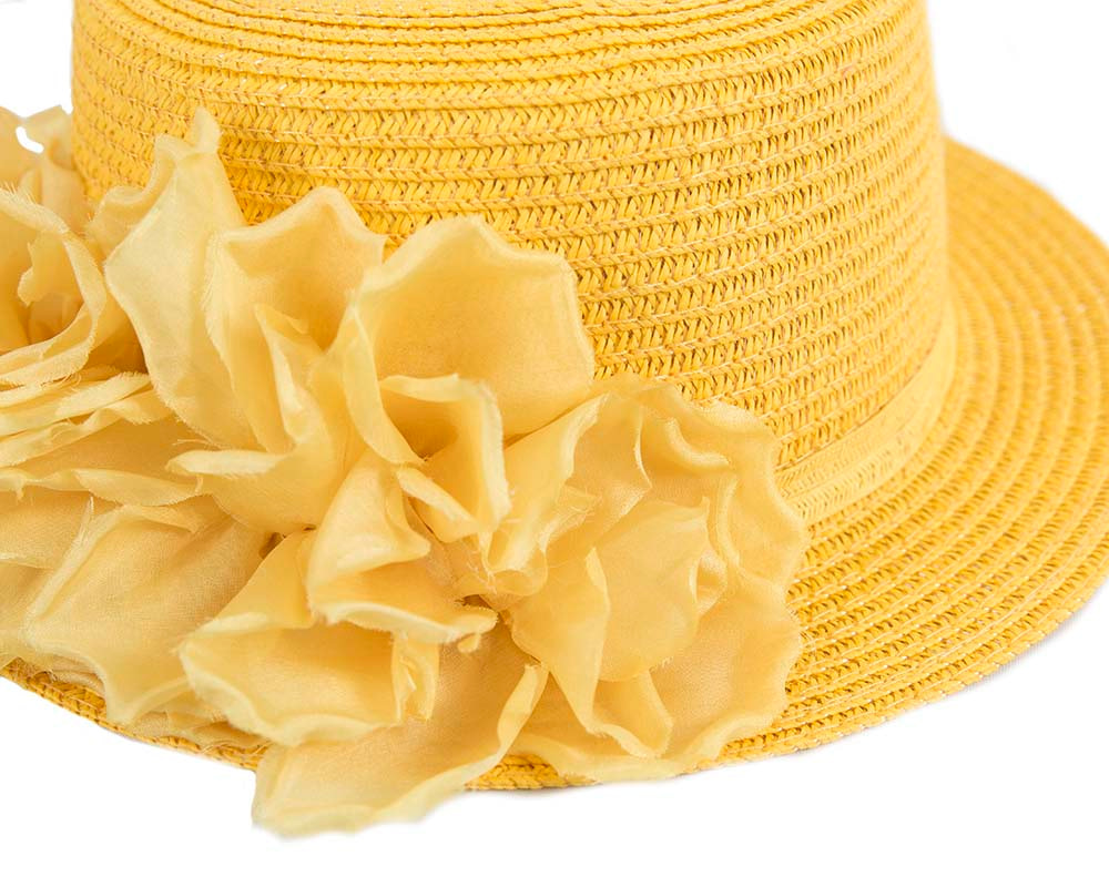 Straw yellow hat with silk flower - Hats From OZ UK Straw yellow hat with silk flower - Image 3