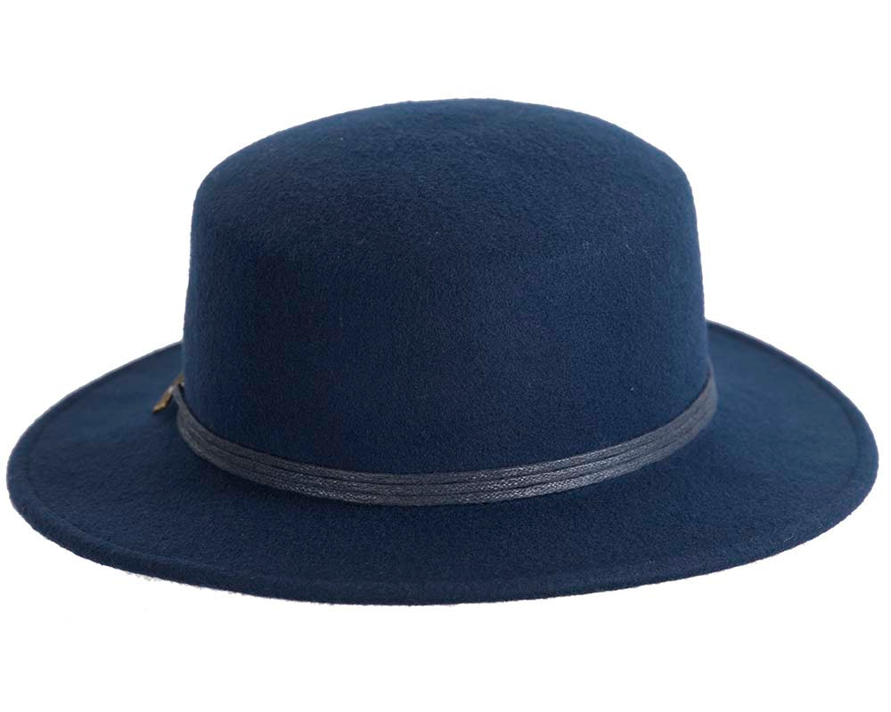 Wide brim navy ladies winter black felt boater by Cupids Millinery - Hats From OZ UK Wide brim navy ladies winter black felt boater by Cupids Millinery - Image 6