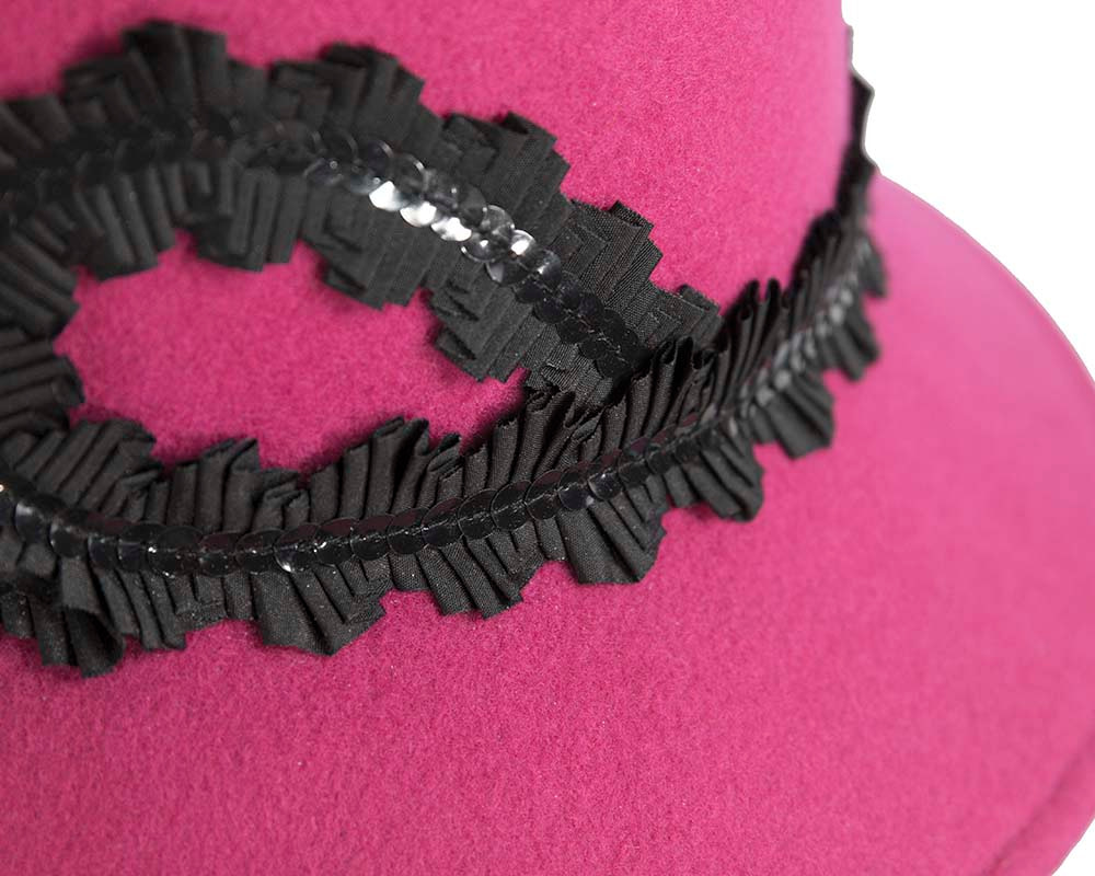 Hot Pink ladies winter felt fedora hat by Cupids Millinery - Hats From OZ UK Hot Pink ladies winter felt fedora hat by Cupids Millinery - Image 5