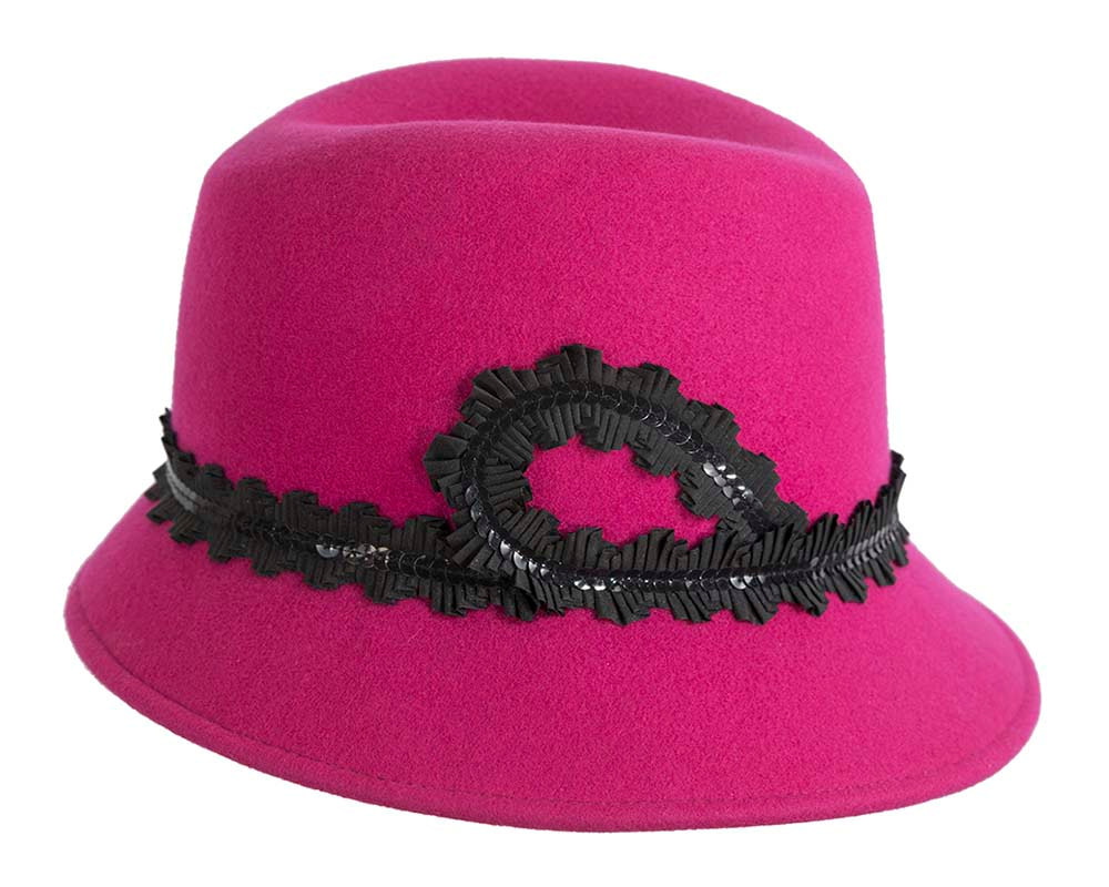 Hot Pink ladies winter felt fedora hat by Cupids Millinery - Hats From OZ UK Hot Pink ladies winter felt fedora hat by Cupids Millinery - Image 4