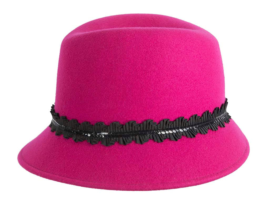 Hot Pink ladies winter felt fedora hat by Cupids Millinery - Hats From OZ UK Hot Pink ladies winter felt fedora hat by Cupids Millinery - Image 3