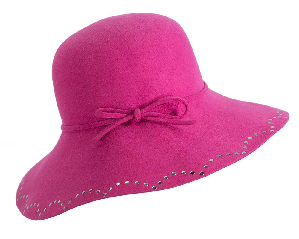 Wide brim fuchsia cloche hat by Cupids Millinery - Hats From OZ UK Wide brim fuchsia cloche hat by Cupids Millinery - Image 2
