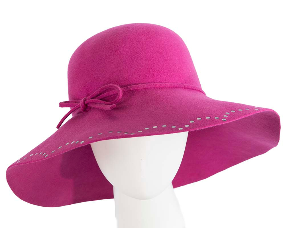 Wide brim fuchsia cloche hat by Cupids Millinery - Hats From OZ UK | CU062 Wide brim fuchsia cloche hat by Cupids Millinery - Hats From OZ UK