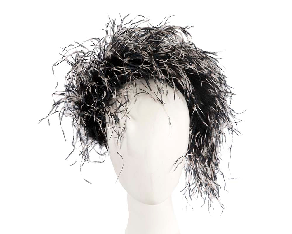 Bespoke black and ivory headband with оstriсh feathers by Cupids Millinery - Hats From OZ UK | CU154_BC Bespoke black and ivory headband with оstriсh feathers by Cupids Millinery - Hats From OZ UK