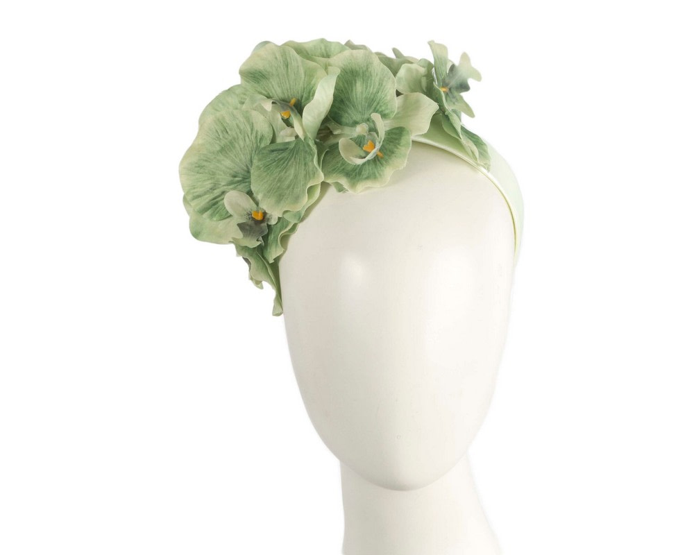 Bespoke sage green orchid flower headband by Fillies Collection - Hats From OZ UK