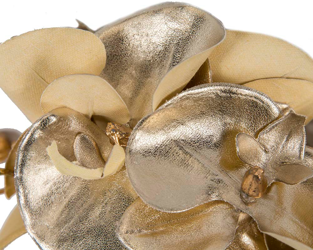 Bespoke leather gold orchid flower headband - Hats From OZ UK Bespoke leather gold orchid flower headband - Image 3