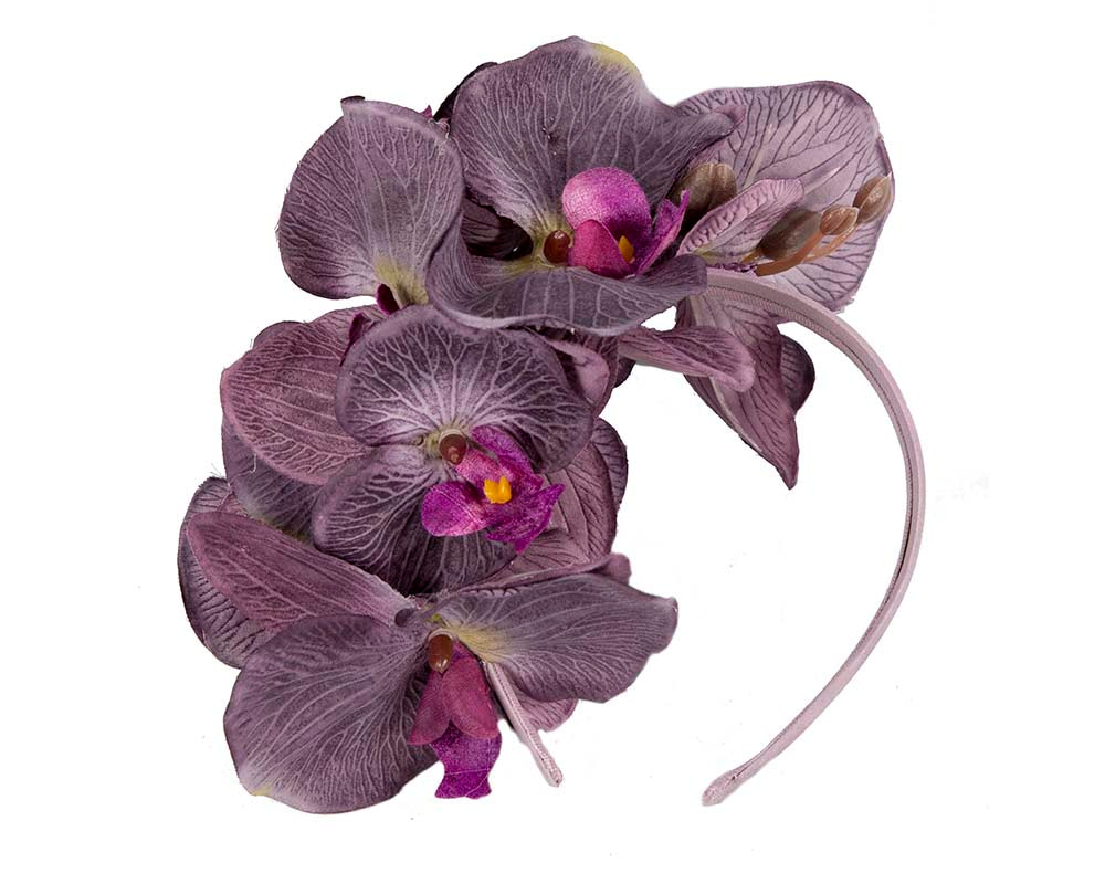 Bespoke purple orchid flower headband by Fillies Collection - Hats From OZ UK Bespoke purple orchid flower headband by Fillies Collection - Image 2
