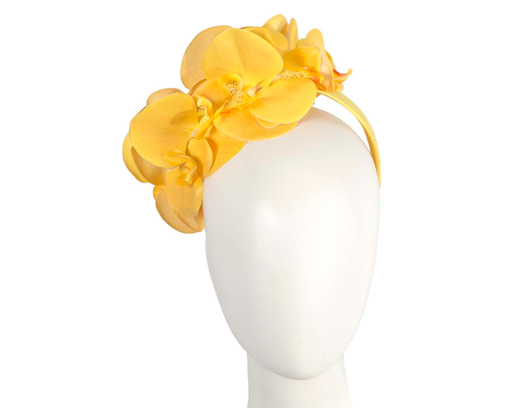 Bespoke yellow orchid flower headband by Fillies Collection - Hats From OZ UK