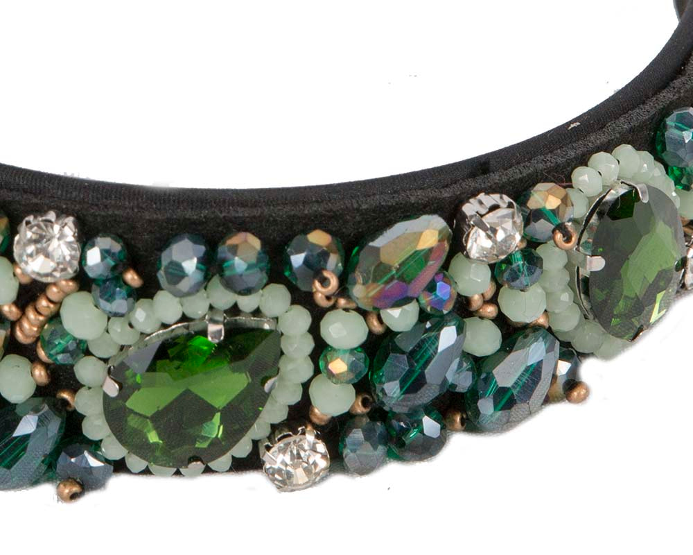 Crystal covered fascinator headband by Cupids Millinery CU433GR - Hats From OZ UK Crystal covered fascinator headband by Cupids Millinery CU433GR - Image 3