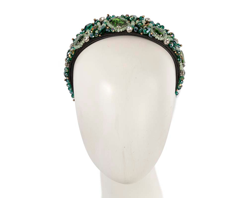 Crystal covered fascinator headband by Cupids Millinery CU433GR - Hats From OZ UK