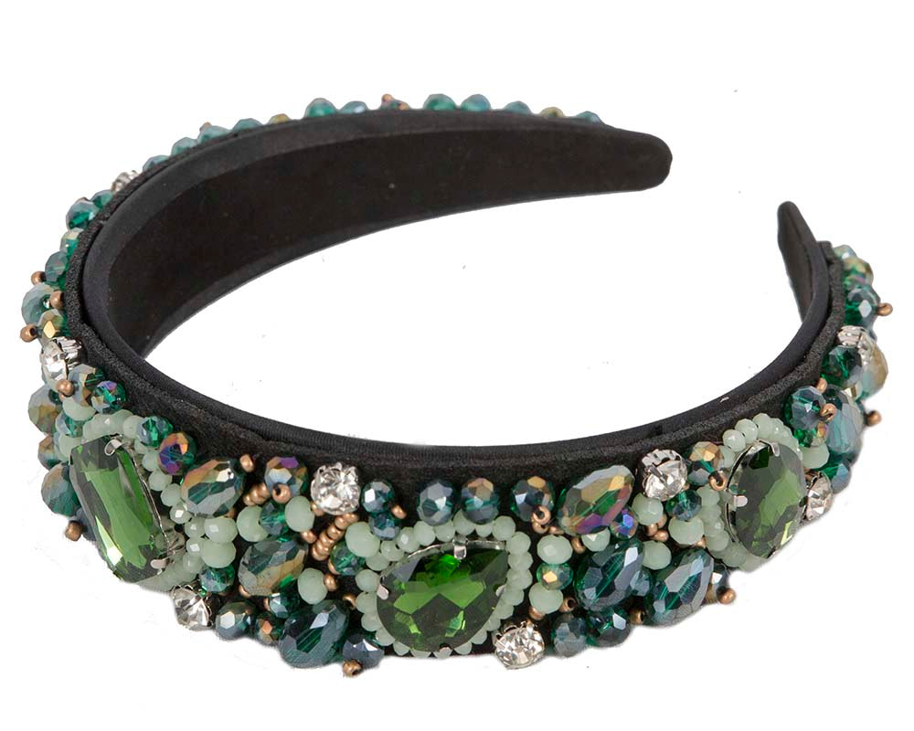 Crystal covered fascinator headband by Cupids Millinery CU433GR - Hats From OZ UK Crystal covered fascinator headband by Cupids Millinery CU433GR - Image 2