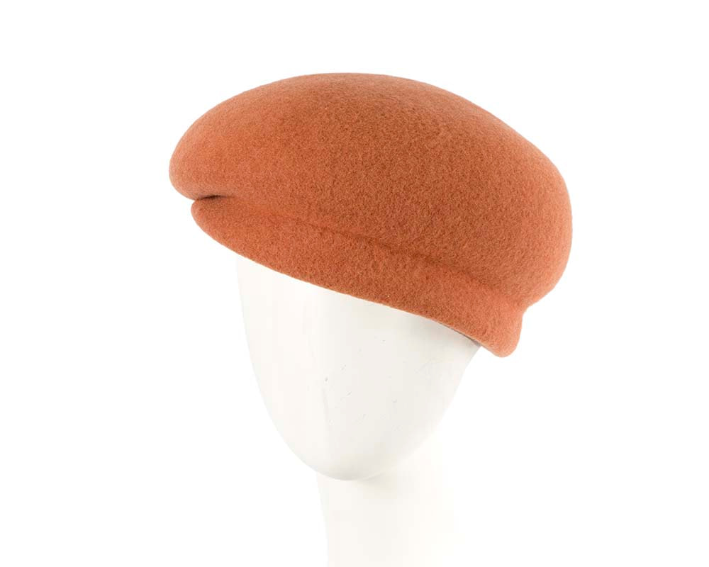 Orange felt short beak beret - Hats From OZ UK | CU437 Orange felt short beak beret - Hats From OZ UK