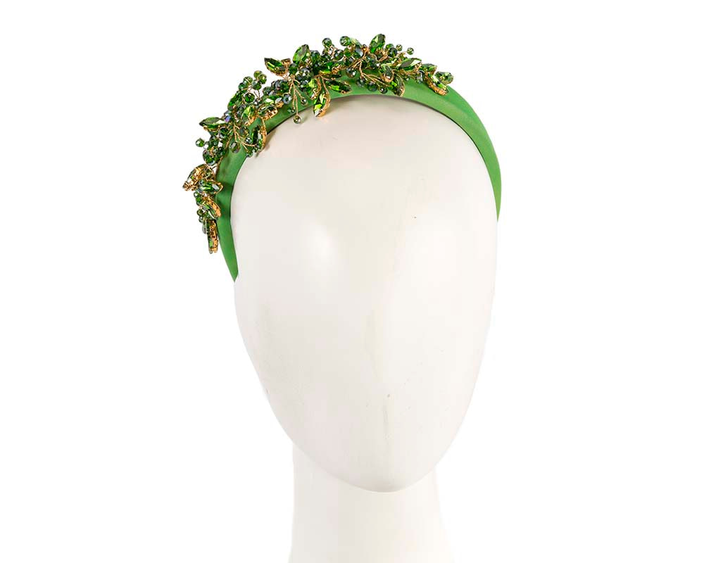 Green crystals fascinator headband by Cupids Millinery - Hats From OZ UK