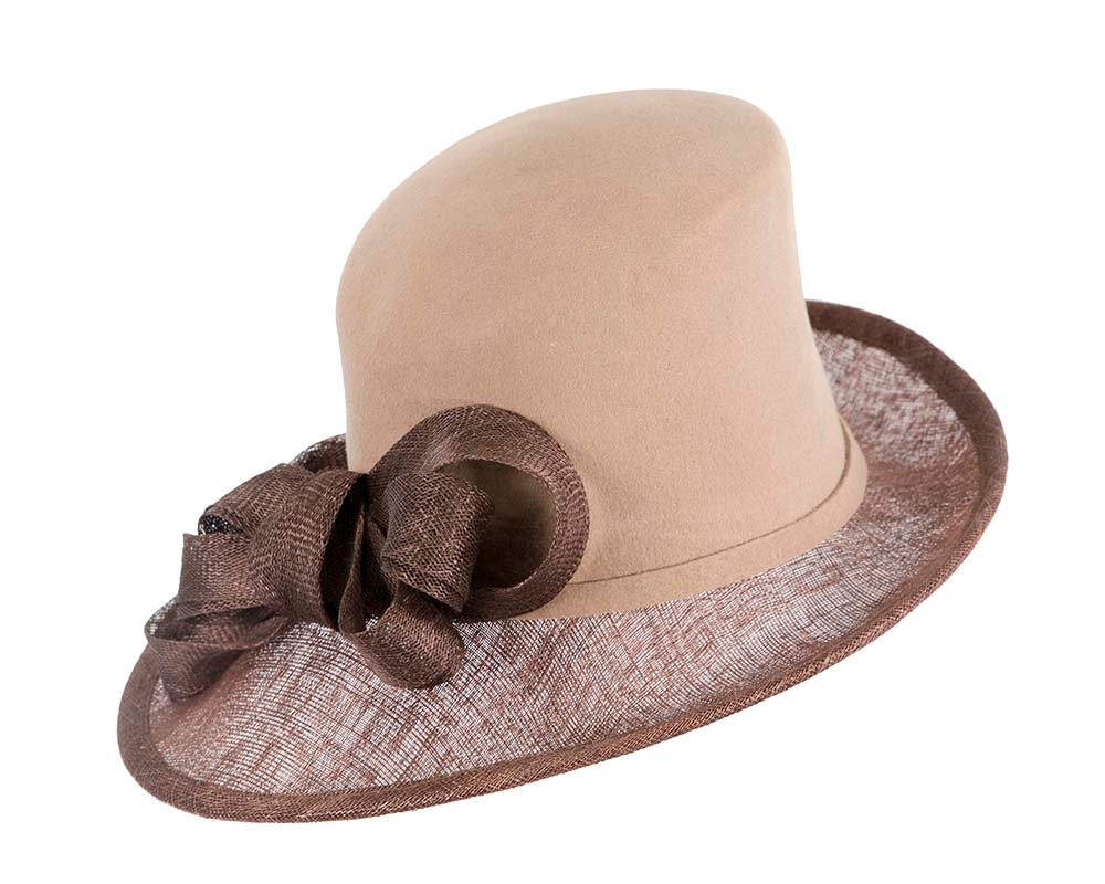 Beige & Chocolate ladies winter fashion hat by Cupids Millinery - Hats From OZ UK Beige & Chocolate ladies winter fashion hat by Cupids Millinery - Image 2