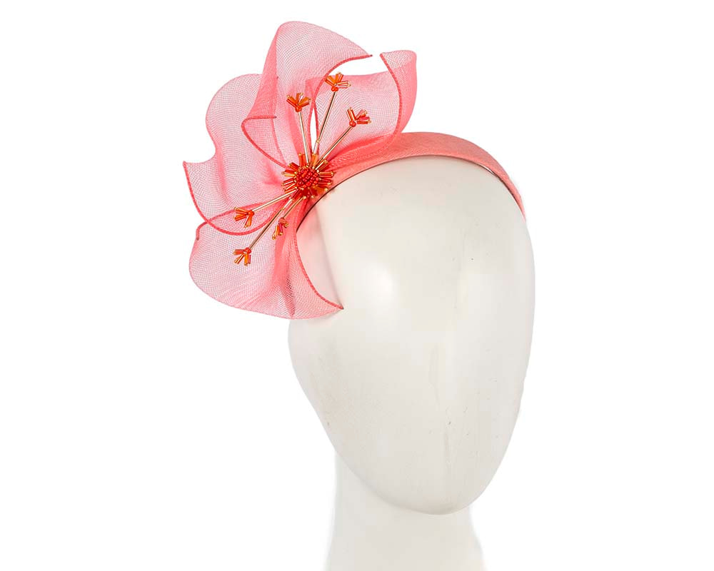Bespoke coral flower headband by Cupids Millinery - Hats From OZ UK | CU529CR Bespoke coral flower headband by Cupids Millinery - Hats From OZ UK