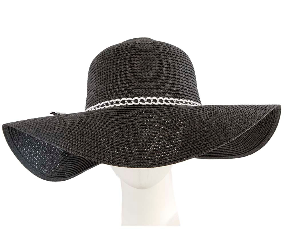 Wide brim black casual beach hat - Hats From OZ UK | CU556B Wide brim black casual beach hat - Hats From OZ UK