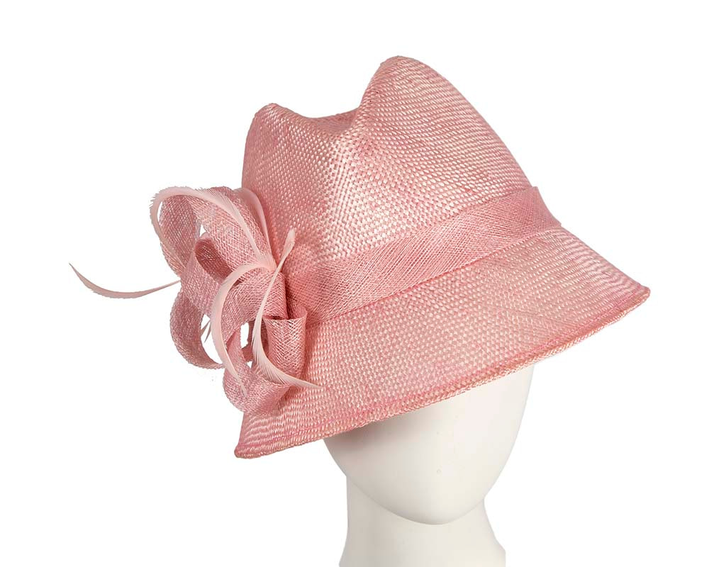 Pink straw fedora hat by Cupids Millinery - Hats From OZ UK