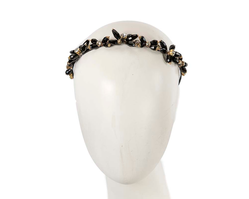 Petite black crystal headband fascinator CU575 - Hats From OZ UK | CU575B Petite black crystal headband fascinator CU575 - Hats From OZ UK