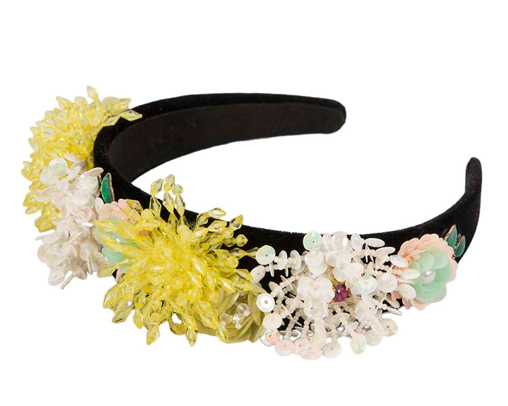 Cream & yellow headband by Cupids Millinery - Hats From OZ UK Cream & yellow headband by Cupids Millinery - Image 2