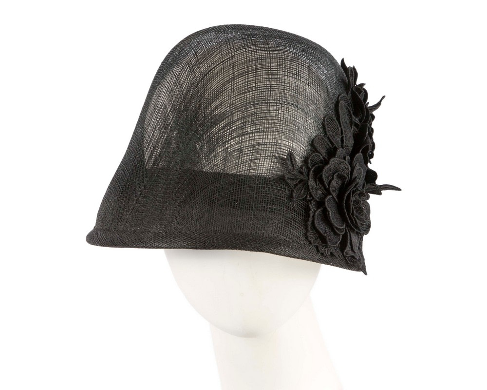 Exclusive black sinamay bucket hat by Cupids Millinery - Hats From OZ UK
